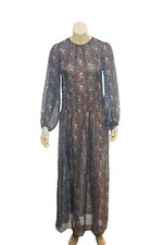 Doen Floral Dress S 6 Women's Casual Printed Long Sleeve Sheer Maxi NWD 36663