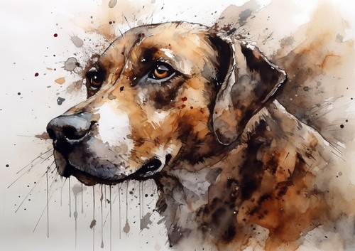 Expressive Dog, Watercolor Painting Print 5"x7" on Matte Paper - Picture 2 of 8