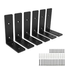 Heavy Duty Shelf Brackets - 6 Inch 6PCS Metal Shelf Brackets 1/4" Thick L Bra...