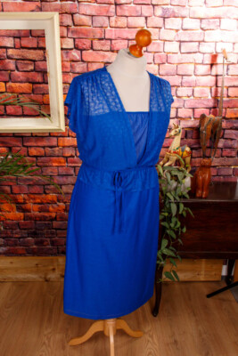 Vintage orig 70er Kleid blau Disco Lagenlook Spitze Saturday Night