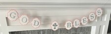 God Bless Banner Baptism Decorations for Girls, Confirmation First Communion