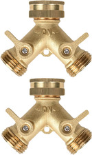 Heavy Duty Brass Garden Hose Splitter, 2 Way Outdoor Faucet Splitter with Solid