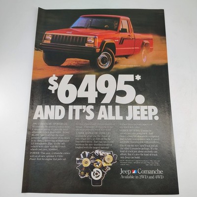Jeep Comanche SportTruck 1987 Vintage Magazine Ad Original Print Red Truck