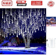 Christmas Lights Outdoor, 8 Tubes Meteor Shower Lights LED Snow Falling Icicl...