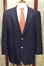 Jos A Bank 44 L gold button navy blue 1 vent 100 wool sport coat blazer w0j8