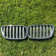 FOR BMW X3 E83 2006 - 2010 NEW FRONT BUMPER KIDNEY GRILLE CHROME/TITAN PAIR SET