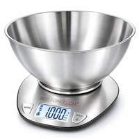 Digitale KüChenwaage Edelstahl Wasserdicht Tara LCD Display 5Kg Mit SchüSsel