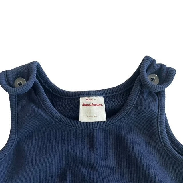 Hanna Andersson Baby French Terry Overall in Navy Blue Organic Cotton 2T - Image 2 of 4