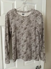 Lands' End Women Sz SP Gorgeous Brown Animal Print Long Sleeves