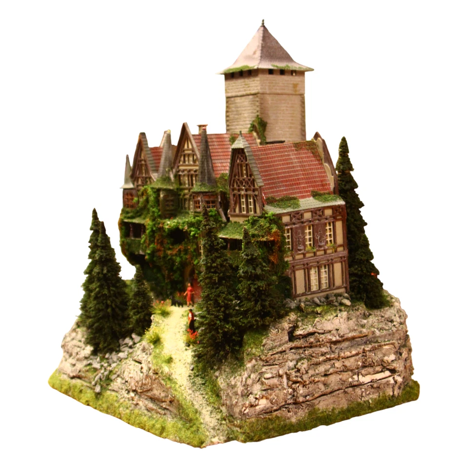 Diorama H0/1:87 BURG Jagdschloss Festung + Berg Granit Felsen begrünt# patiniert - Bild 3 von 4