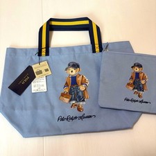 Polo Ralph Lauren Polo Bear Polyester Tote Bag w/ Pouch Light Blue New with Tags