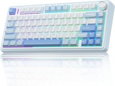 AULA F75 Wireless Mechanical Keyboard SALT WHITE BLUE Gray Wood Switch V3 NEW