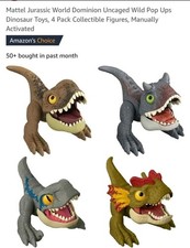 Mattel Jurassic World Dominion Uncaged Wild Pop Ups 4 Pack Collectable Dinosaur 