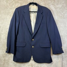 Vtg USA Made 40R Navy Blue Hopsack Gold Button Mens Blazer Sport Coat Jacket