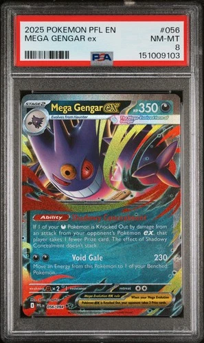 2025 POKEMON PFL EN-PHANTASMAL FLAMES #056 MEGA GENGAR EX PSA 8