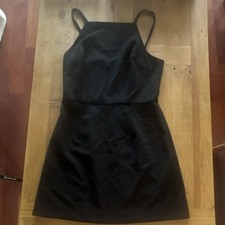 Black Sleeveless Mini Tank Dress Square Neck Party Summer Solid Women's Regular
