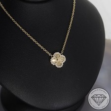 Wert 1850 € Brillant Collier Kleeblatt 585 14 Karat Gelb Gold xxyy