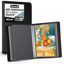 11x17 Art Portfolio Binder with Black Mounting Paper Black , Large Portfolio...