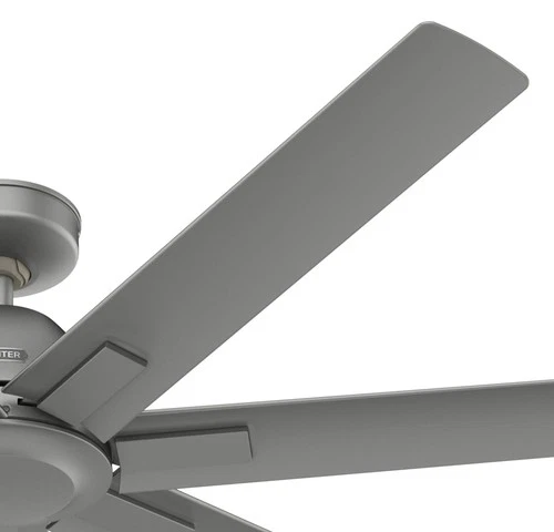60" Hunter Downtown Matte Silver Damp Ceiling Fan with Wall Control - Picture 3 of 7