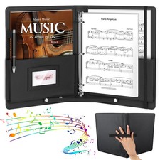 Sheet Music Folder, 3 Ring Choral Muisc Folder,13"x10.2" PU Leather Music Bin...