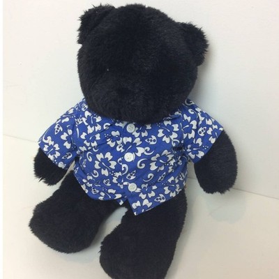 1997 BAB Black Plush Bear in Blue Hawaiian Shirt