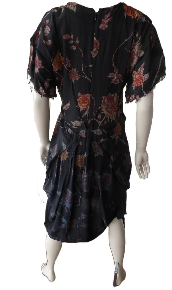 Alexander McQueen Auth Grange Goth Silk Dress Sz 14 46 IT Dress Roses Lagenlook - Image 3 of 4