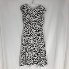 LOFT Womens Leopard Print Midi Dress Size 6 Animal Print Flutter Sleeve
