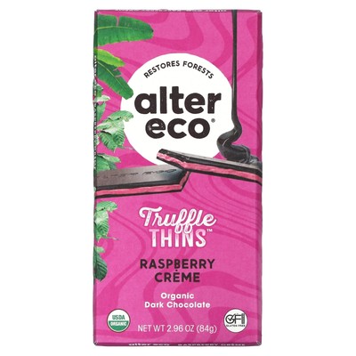 Truffle Thins, Organic Dark Chocolate Bar, Raspberry Crème, 2.96 oz (84 g)