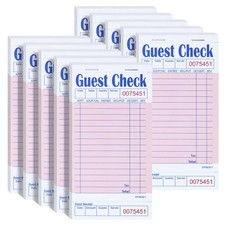 Stock Your Home Pink Guest Check Books for Servers 10 Pack 10 Pack,