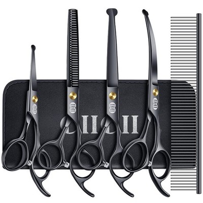 Dog Grooming Scissors Kit, 7 Inch Professional Pet Grooming Scissors Set with...