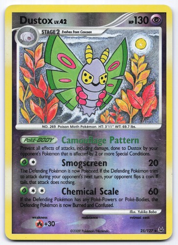 Dustox 25/127 Platinum Base Set Reverse Holo Rare Pokemon Card