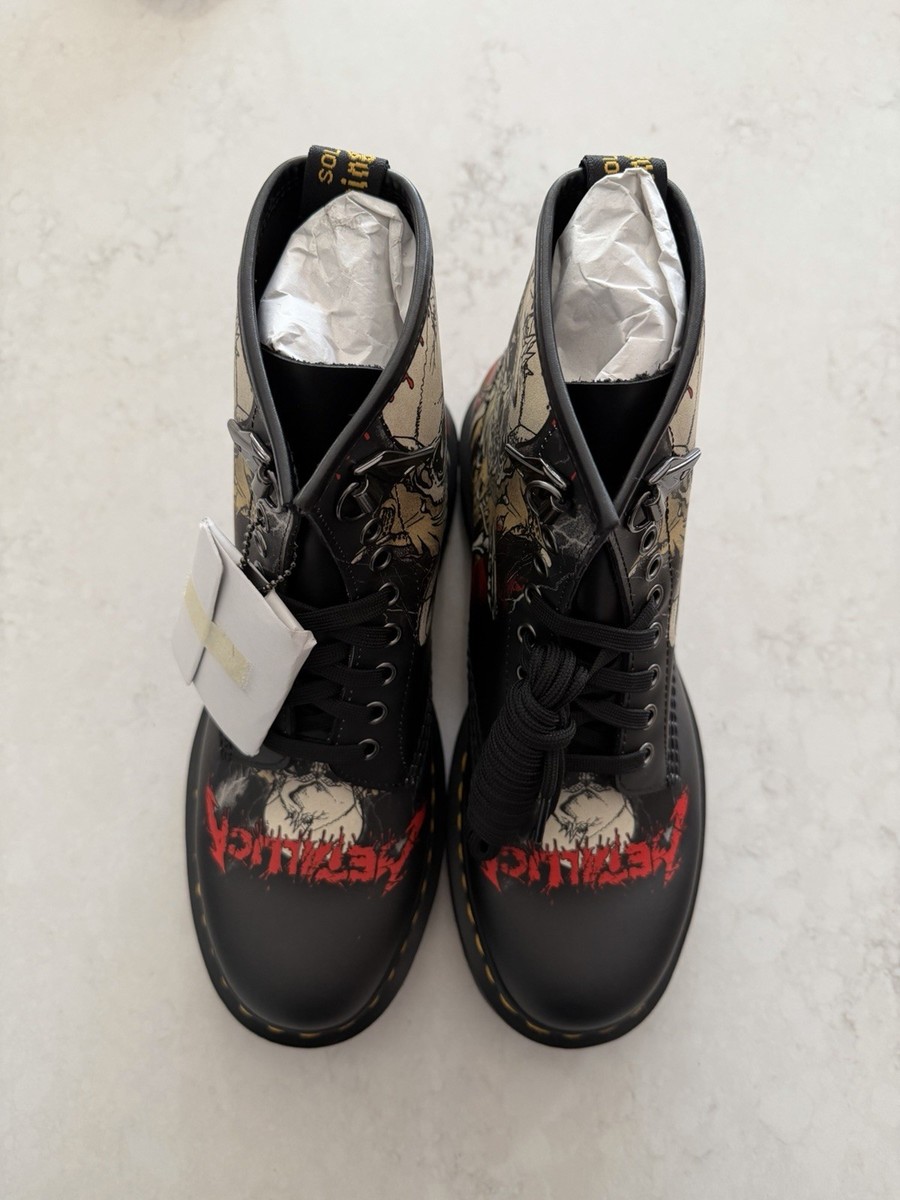 Size 9 Men 1460 Metallica Skull Lightening Dr. Martens Black