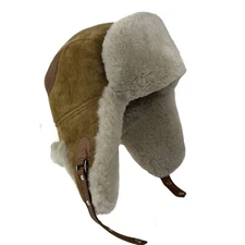 Handmade Real Winter Aviator Fur Shearling Sheepskin Trapper Hat Ushanka