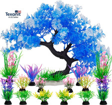 Fish Tank Decorations, 15 Pack Artificial Aquarium Plants Tree Set for Fish Tank