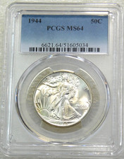 1944 Walking Liberty mezzo dollaro PCGS MS64 Frosty originale nuovo supporto #H252G