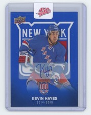 2025-26 UD New York Rangers Centennial Blue Auto Kevin Hayes