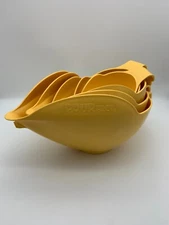 RARE Vtg Randy Kaas POURfect Mixing Bowls Set 5 pc Nesting 1 2 4 6 8 Cups Yellow