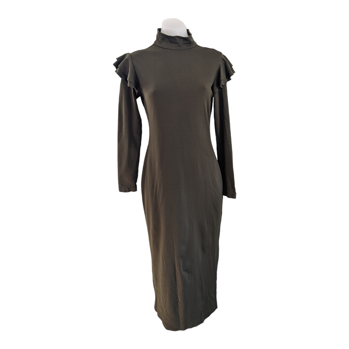 Hunter Bell Sz Medium Katelyn Knit Dress Olive Green Ruffle Shoulder Long Sleeve | eBay Hunter Bell Sz Medium Katelyn Knit Dress Olive Green Ruffle Shoulder Long Sleeve | eBay