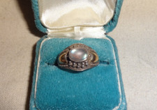 Vintage Sterling Silver 925 Ring labradorite Cabochon Sz 6.5