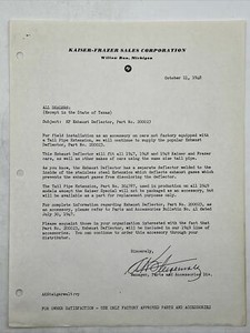 OCT 11 1948 KAISER-FRAZER SALES BULLETIN Exhaust Deflector Part No 200023