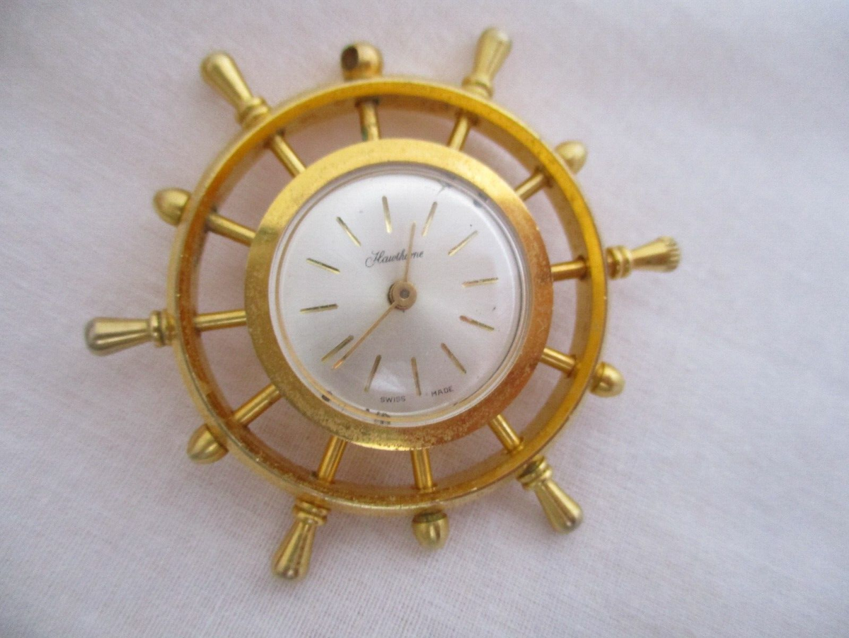 Hawthorne Vintage Gold Toned Pendant Watch Swiss Made Manual 