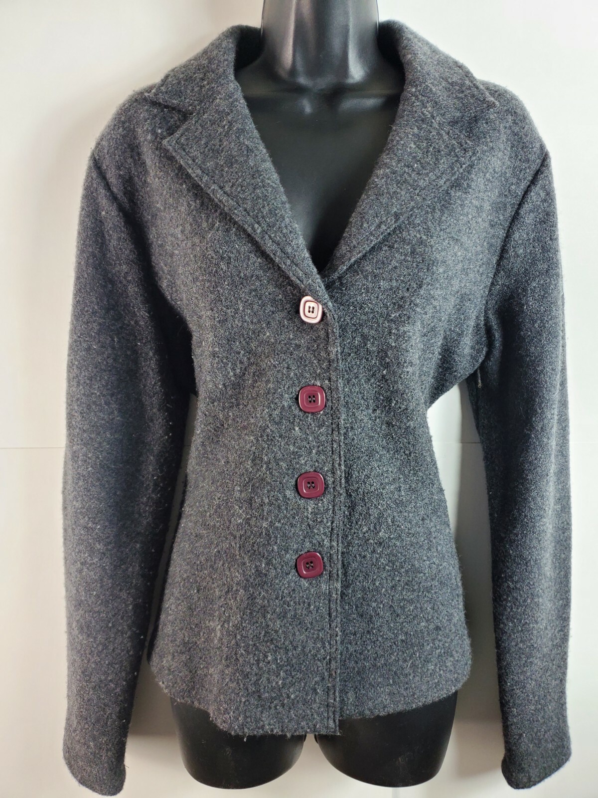 Willi Smith Jacket Wool Gray Small Button Up Ches… - image 1