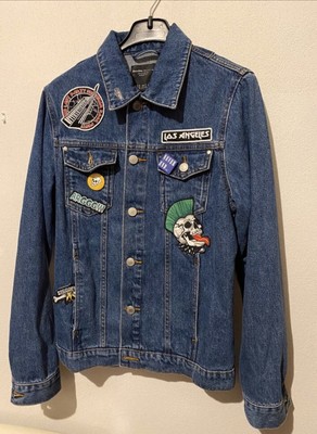 Giacca Giubbotto Jeans Denim Bershka Con Toppe e Spille Taglia SX | eBay