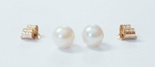 5mm White Cultured Pearl Solitaire 14K Yellow Gold Post Earrings