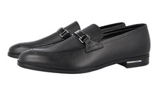 PRADA SAFFIANO LOGO DRESS SHOES LOAFER 2DB183 BLACK LEATHER NEW