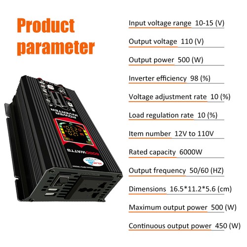 16000W/6000W Auto Wechselrichter DC 12V auf AC 110V Sinuswellenkonverter USB Port - Bild 10 von 48