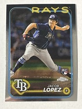 2024 Topps Chrome Base #225 Jacob Lopez RC Tampa Bay Rays Rookie Card. rookie card picture