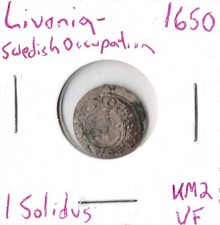 Coin Livonia (Swedish) 1 Solidus 1650 KM2, silver