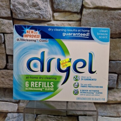 NEW DRYEL Home Dry Cleaning Cloths 6 Refills ULTRAcleaning Clean Breeze Scent