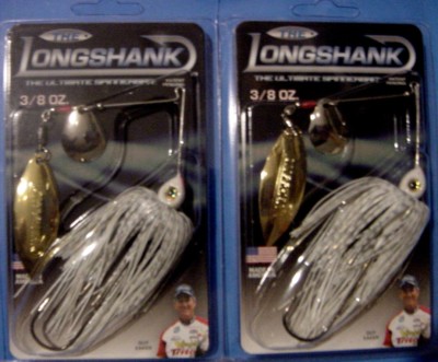 2 ''LONGSHANK'' 3/8 oz Spinnerbait White CWNG-031 Guy Eaker Edition